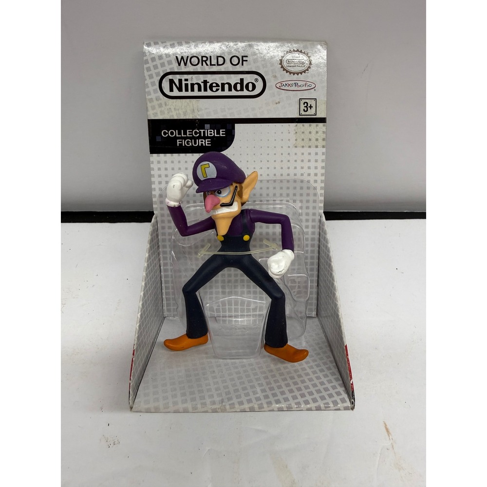 World of Nintendo Waluigi Collectible Figure Jakks Pacific 2015 Super Mario 2.5"